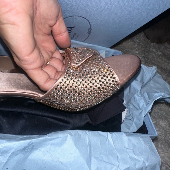 Prada Modellerie 75MM Crystal-Embellished Mules copper - Picture 15 of 16